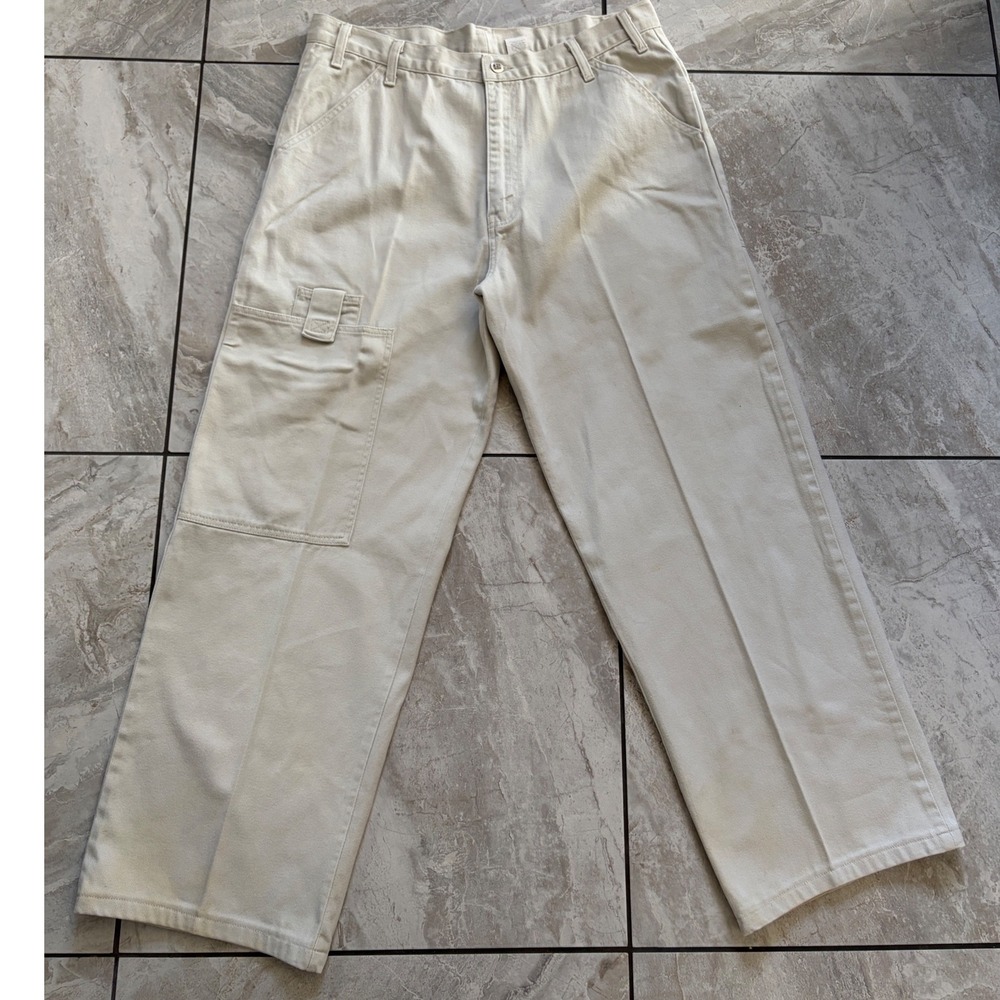 Vtg Levi's L2 Pants Mens 38x32 Beige Cargo 90s Baggy Khakis Skate Loose Pants